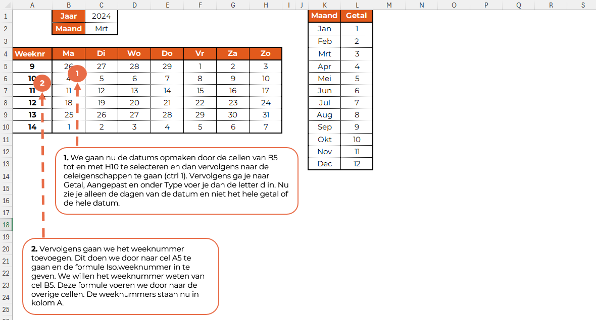 Kalender in Excel