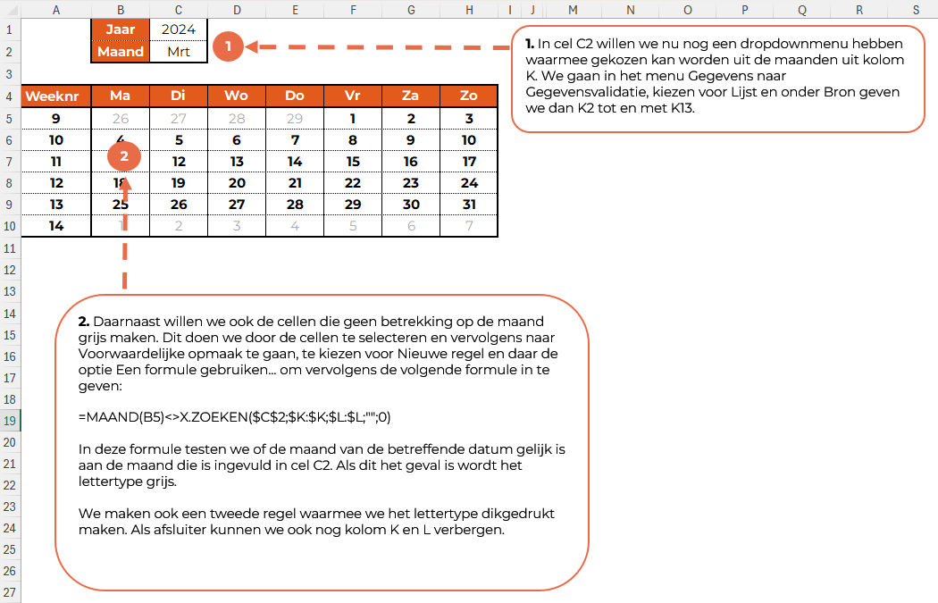 Kalender in Excel